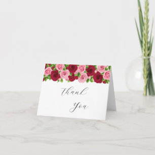 utsökt röd och rosa blomster "tack"-kort tack kort