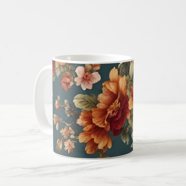 Utsökt Romantic Ro och vackra blommor Kaffemugg (Framsida vänster)