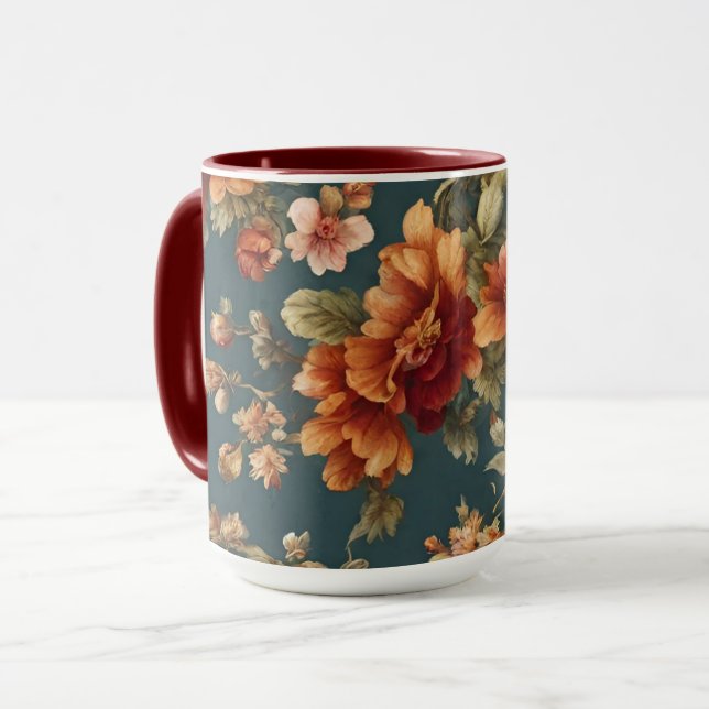 Utsökt Romantic Ro och vackra blommor Mugg (Framsida vänster)