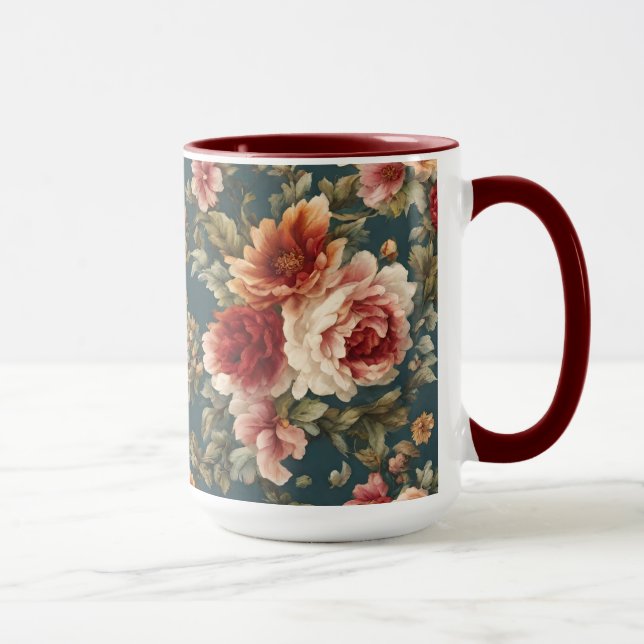 Utsökt Romantic Ro och vackra blommor Mugg (Höger)
