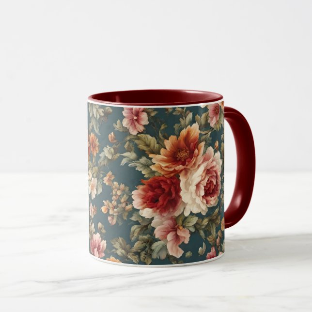 Utsökt Romantic Ro och vackra blommor Mugg (Framsida höger)