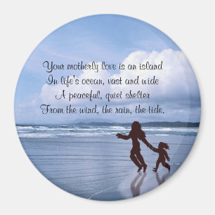 Utsökt Silhouettemor & dotter på stranden Magnet