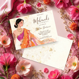 Utsökt Vibrerande Mehndi Brud Magenta TLW26 Inbjudningar