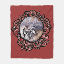 Utspädd Calico Kattunge Red Poppy Flower Cats Fleecefilt