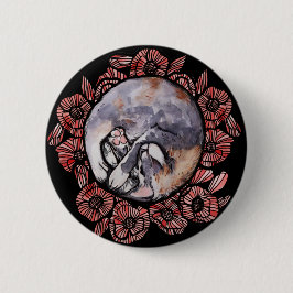 Utspädd Calico Kattunge Red Poppy Flower Cats Knapp