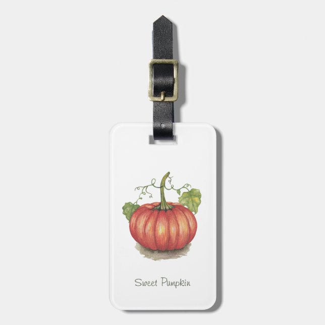 Utspädd pumpa med vindruvor i vattenfärg bagagebricka (Vertikal Framsida)