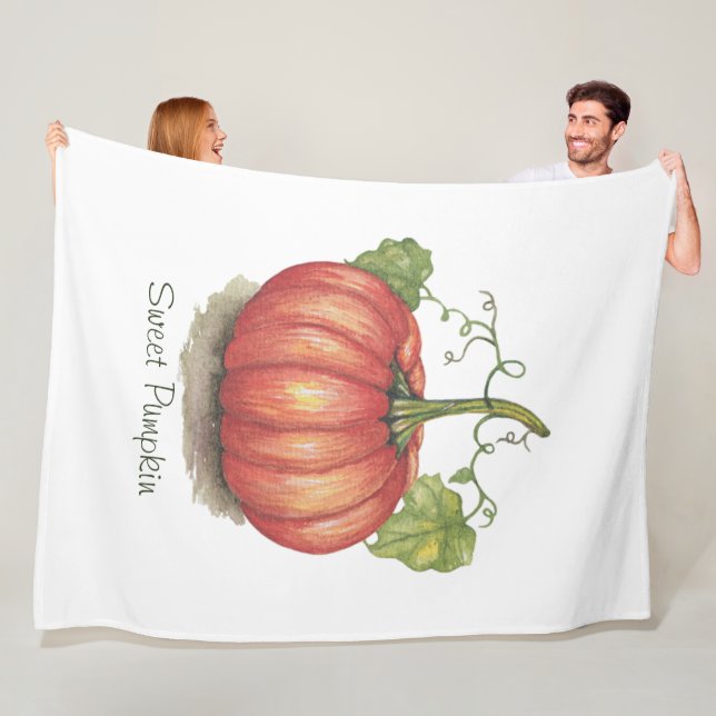 Utspädd pumpa med vindruvor i vattenfärg fleecefilt (På plats)