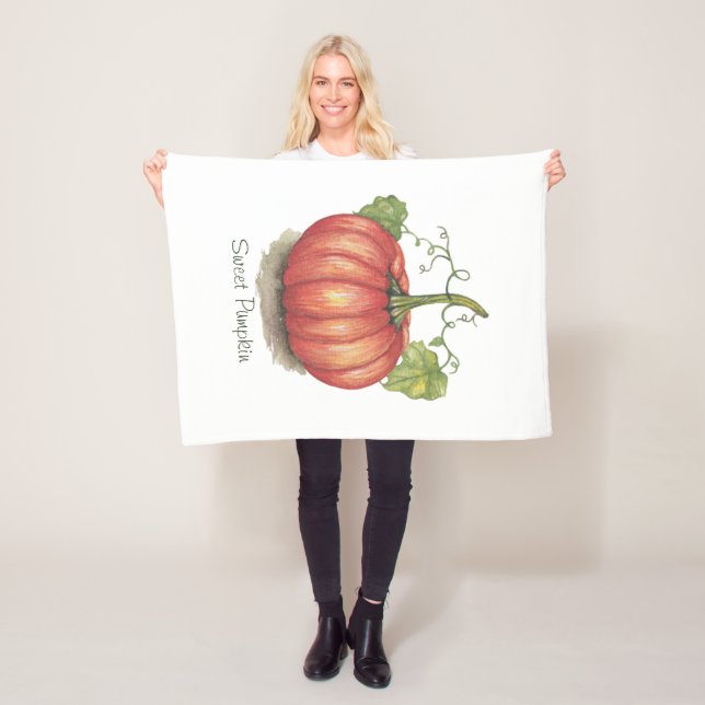 Utspädd pumpa med vindruvor i vattenfärg fleecefilt (På plats)