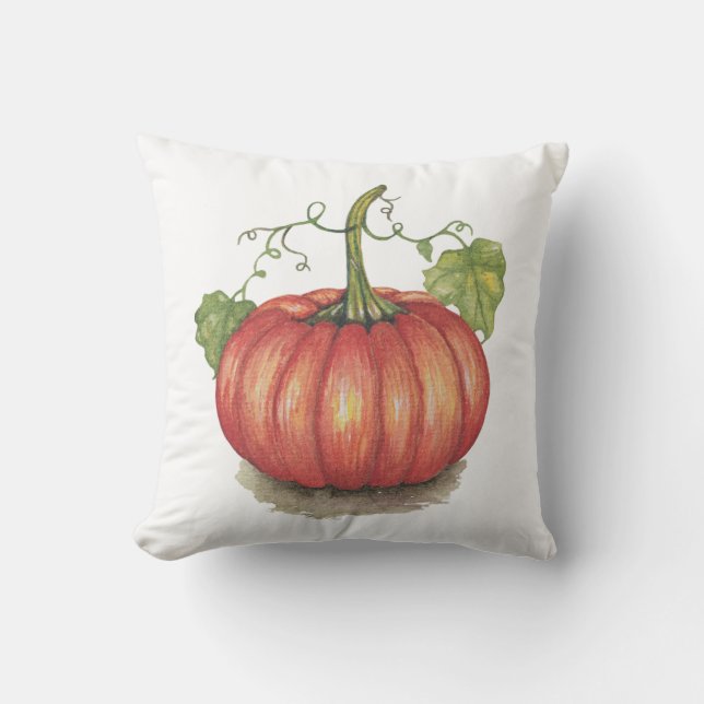 Utspädd pumpa med vindruvor i vattenfärg kudde (Framsida)