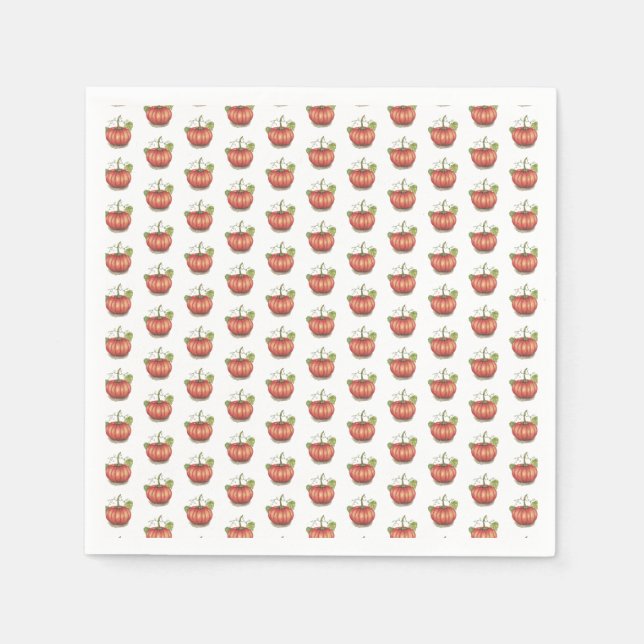 Utspädd pumpa med vindruvor i vattenfärg pappersservett (Framsidan)