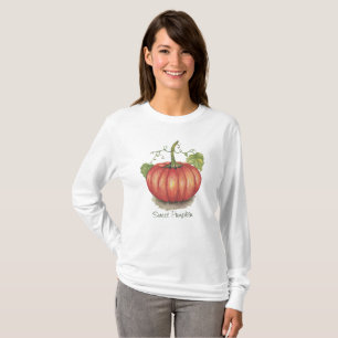 Utspädd pumpa med vindruvor i vattenfärg t shirt