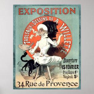 Utställning av konstnärer i Fransk vintage annons Poster