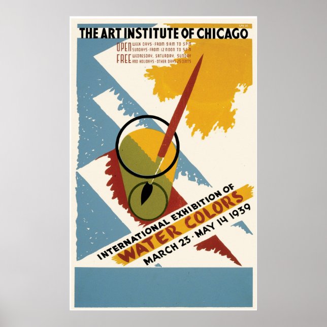 Utställning av vattenfärger i internationell poster (Framsidan)