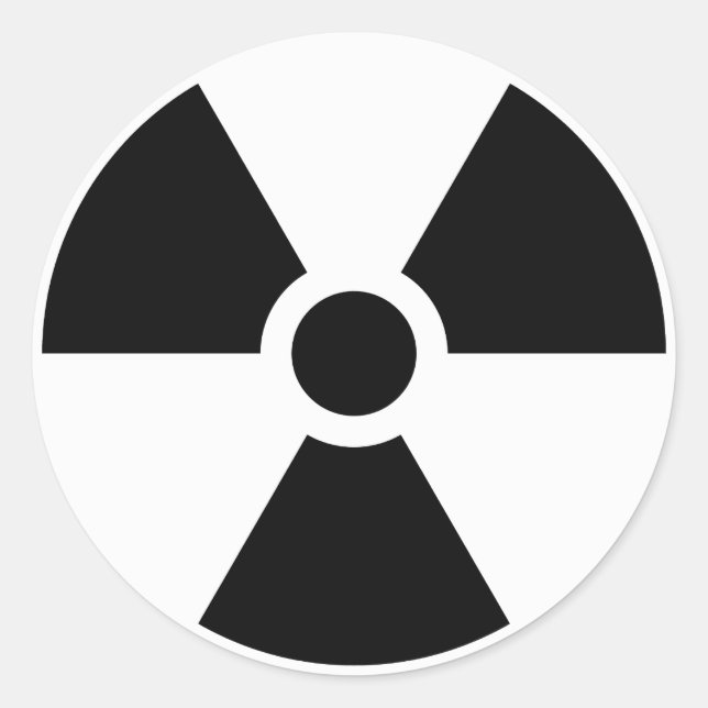 UtstrålningsTrefoil undertecknar symbolvarning Runt Klistermärke (Framsida)