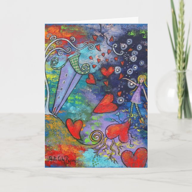 Utströmningen av Kärlek Alla hjärtans dagskort Helgkort (Framsida)