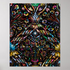 UTSTYRDA FÄRGRIKA BOTANISKA FOLKONST POSTER