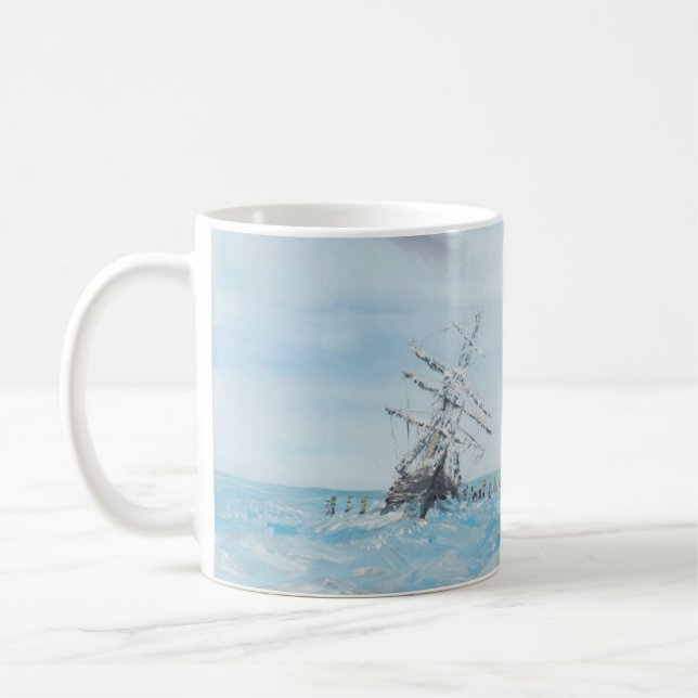 Uttålighet som fångas av Antarcticisen. Målat Kaffemugg (Vänster)