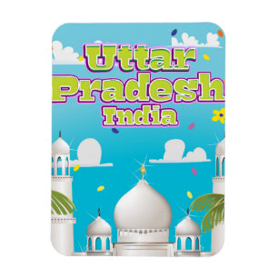 Uttar Pradesh Indian Travel-affisch. Magnet