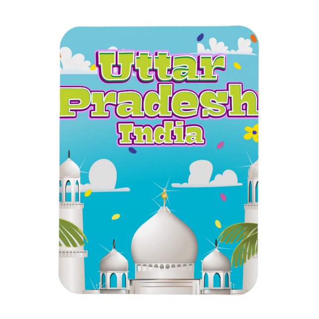 Uttar Pradesh Indian Travel-affisch. Magnet (Vertikal)