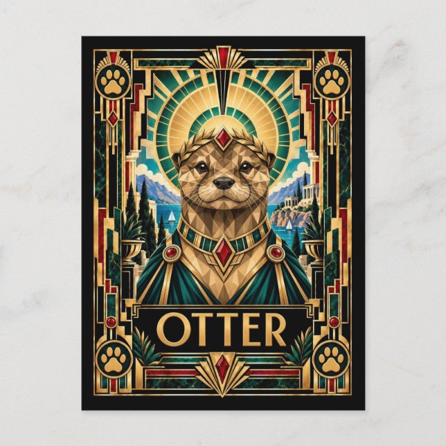 Utter, Art Deco Wildlife Vykort (Framsida)