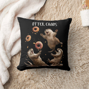 Utter Chaos Rolig Bagel Stridande Havsutter Puns A Kudde