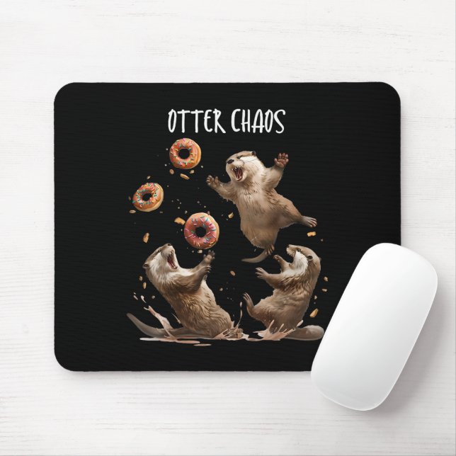 Utter Chaos Rolig Bagel Stridande Havsutter Puns A Musmatta (Med mus)