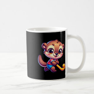 Utter Fälthockey Tecknad Spelare Söt Sportmaskot Kaffemugg