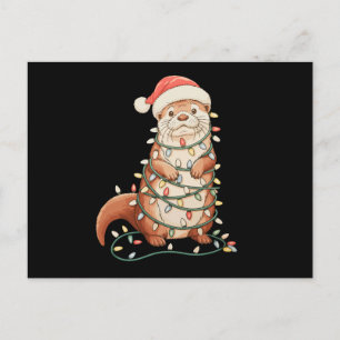 Utter jul djur Xmas lampor tomte hatt Helg Vykort