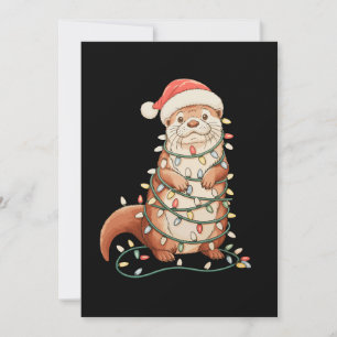 Utter jul djur Xmas lampor tomte hatt Julkort
