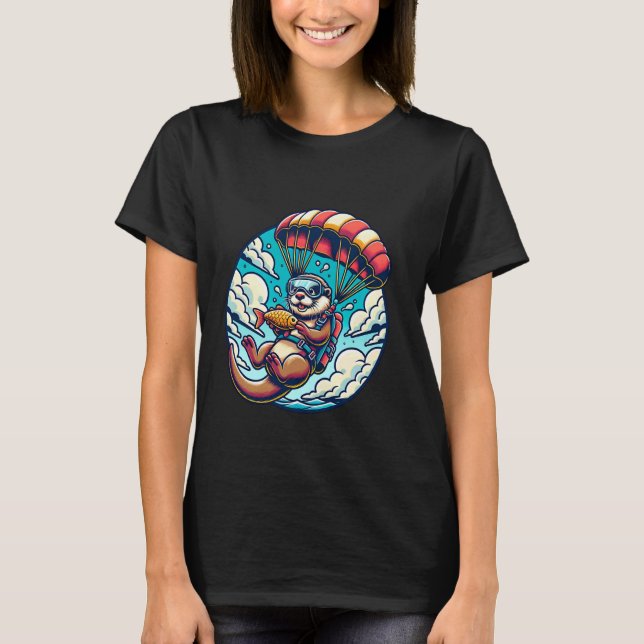 Utter med Fallskärm och Fiskäventyr T Shirt (Framsida)