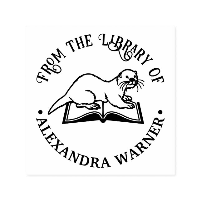  utter på ett runt bibliotek boknamn självfärgande stämpel (Design)