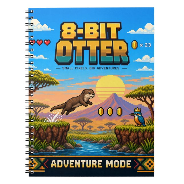 Utter, Retro 8-Bitars Pixelkonst Anteckningsbok (Framsidan)