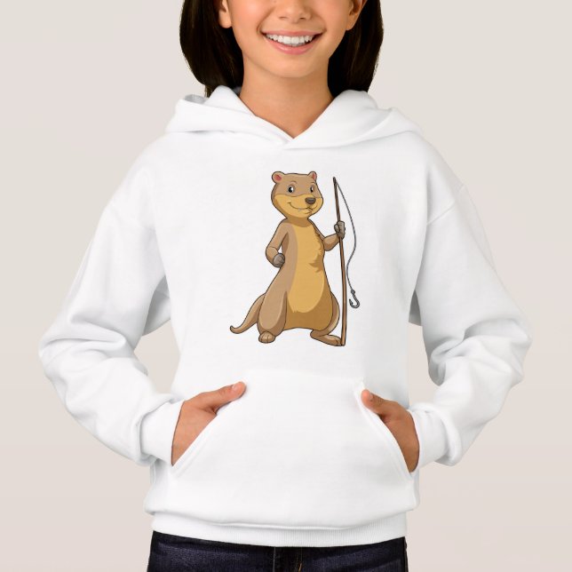 Utter som Fiskare med Fiskespö T Shirt (Framsida)