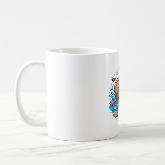 Utter som håller julgransprydnad kaffemugg (Vänster)