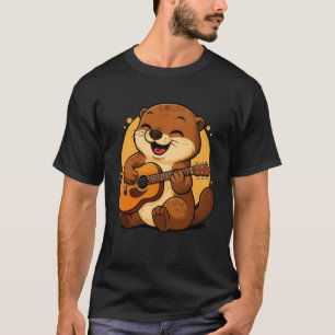 Utter som spelar gitarr Grafisk utter pojkar flick T Shirt
