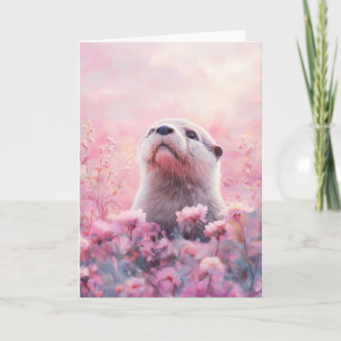 Utter som tittar fram genom drömska blomsterblommo kort