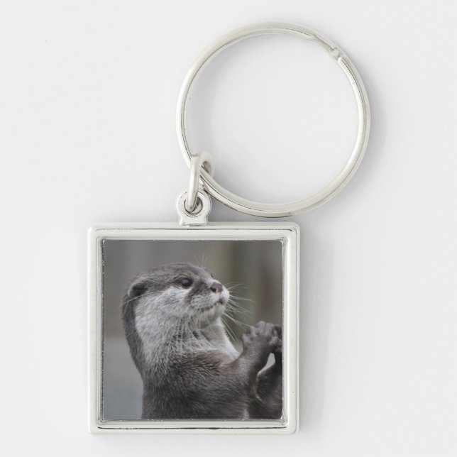 Uttergenikeychain Fyrkantig Silverfärgad Nyckelring (Framsidan)