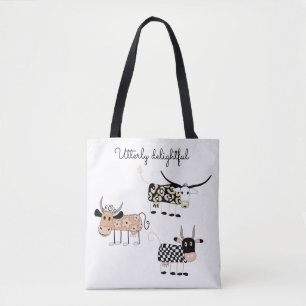 Utterly Cute Cow Tote Bag Tygkasse