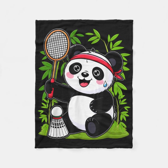 Uttömd Badminton Panda - Rolig Söt Fjäderboll Ani Fleecefilt (Framsidan)