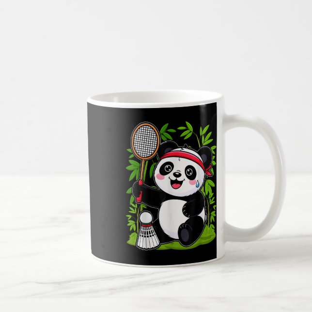 Uttömd Badminton Panda - Rolig Söt Fjäderboll Anim Kaffemugg (Höger)