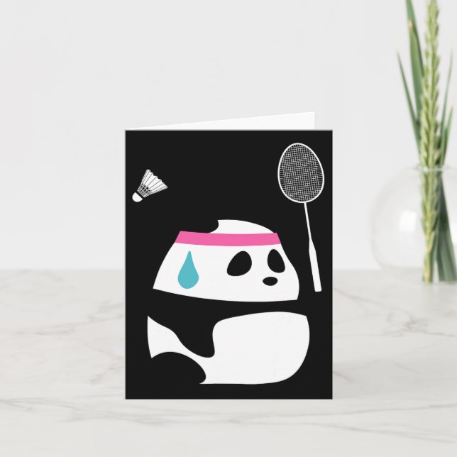 Uttömd Badminton Panda - Rolig Söt Fjäderboll Anim Kort (Framsida)