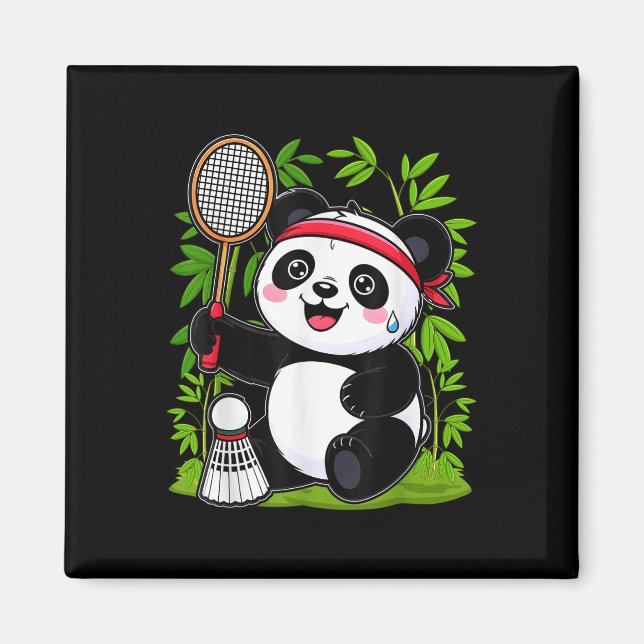 Uttömd Badminton Panda - Rolig Söt Fjäderboll Anim Magnet (Framsidan)