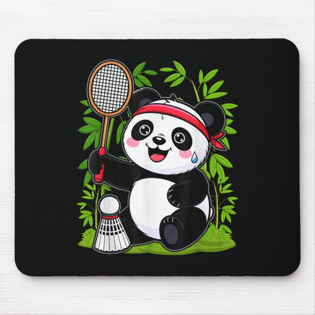 Uttömd Badminton Panda - Rolig Söt Fjäderboll Anim Musmatta (Framsidan)