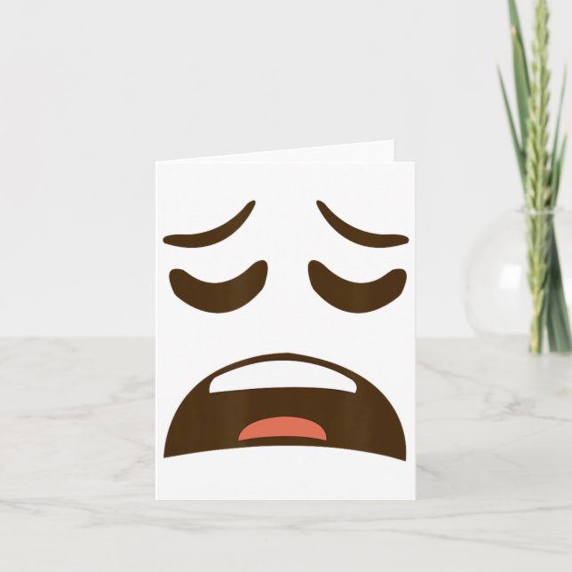 Uttömd Trött Ansikte Emoticon Kostym Enkel Hallowe Kort (Framsida)