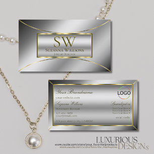 Uttorden Silver i Guld med Monogram och Logotyp Visitkort