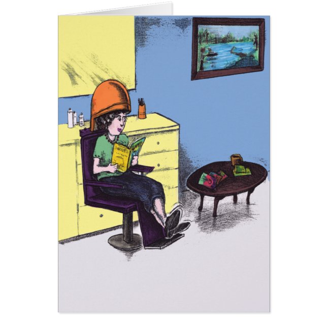 Uttorkninghår i en skönhetsalong hälsningskort (Framsidan)