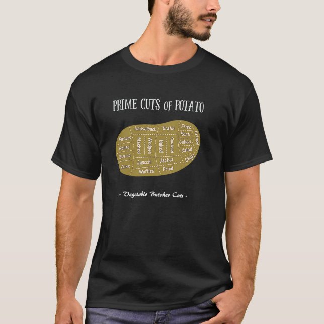 Uttorlagda potatisgrönsaksstycken slaktarskärninga t shirt (Framsida)