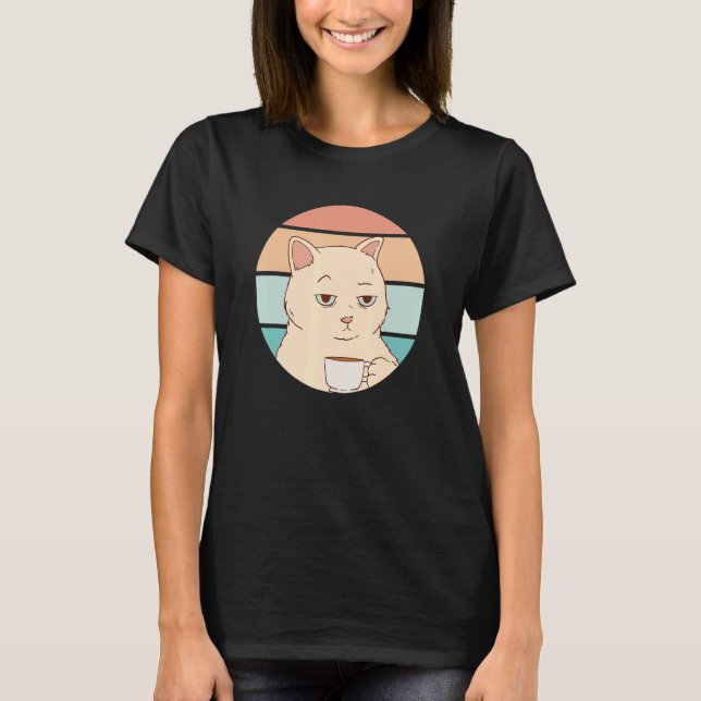 Uttråkad katt med kaffe t shirt (Framsida)