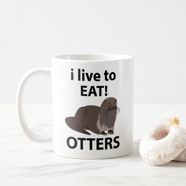 Uttrar jag älskar att äta roliga uttrar kaffemugg (Med munk)
