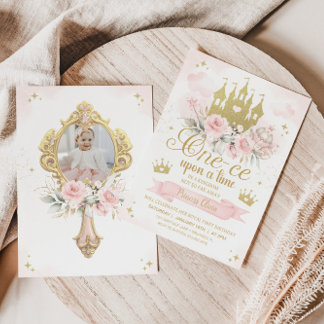UTTRYCESS Birthday bjudande 1:a födelsedag prinses Inbjudningar